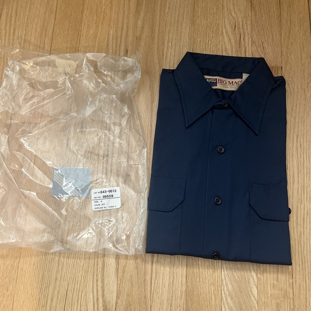 Big Mac Blue Long Sleeve Button Up Work Shirt Medium  New NWT 15 15.5 Vintage